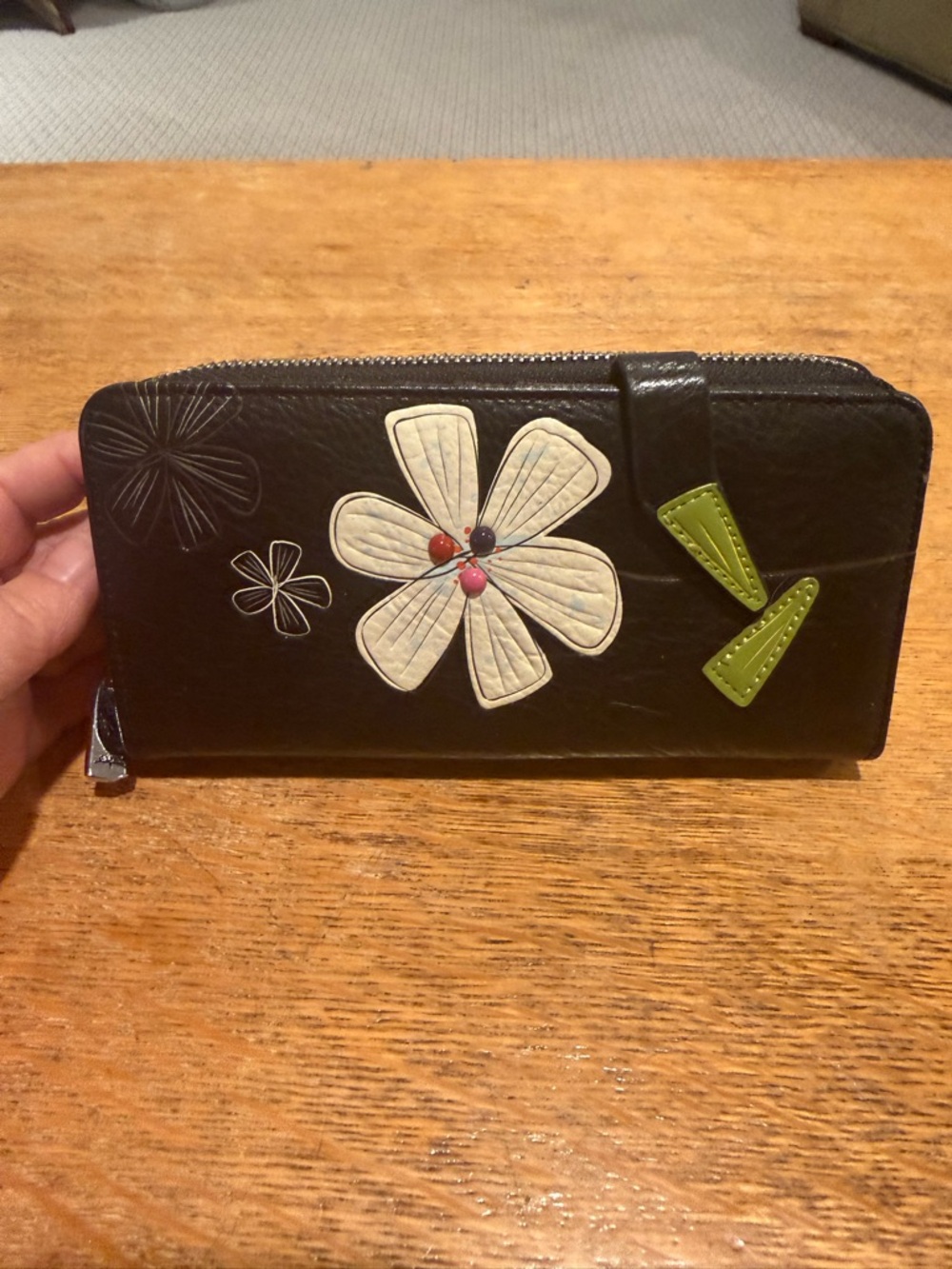 NWOT Espe Vegan Leather Wallet with Flower